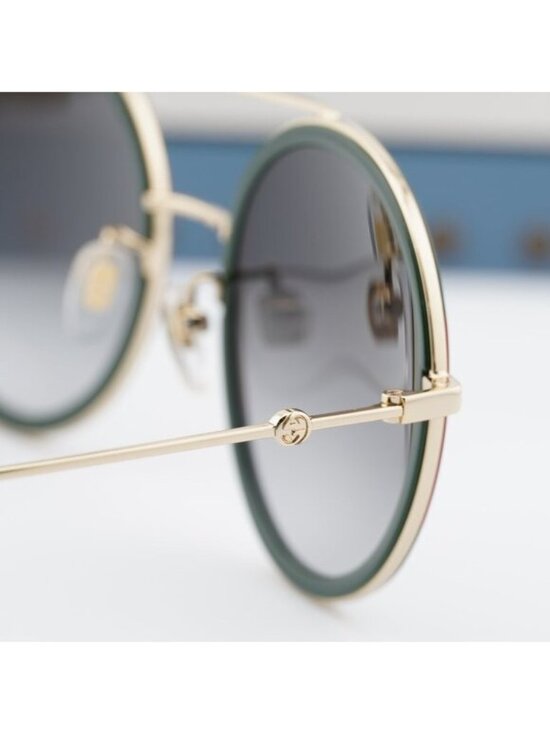 Gucci GG0061S 003 Round Sunglasses - Gold/Green/Red main image 5